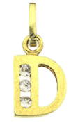 14 karaat geelgouden letterhanger met zirkonia