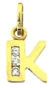 14 karaat geelgouden letterhanger met zirkonia