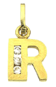 14 karaat geelgouden letterhanger met zirkonia