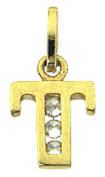 14 karaat geelgouden letterhanger met zirkonia