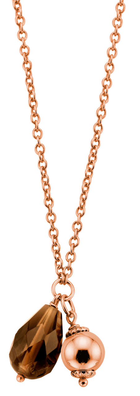 Eve rose plated ketting & hanger met bruine steen