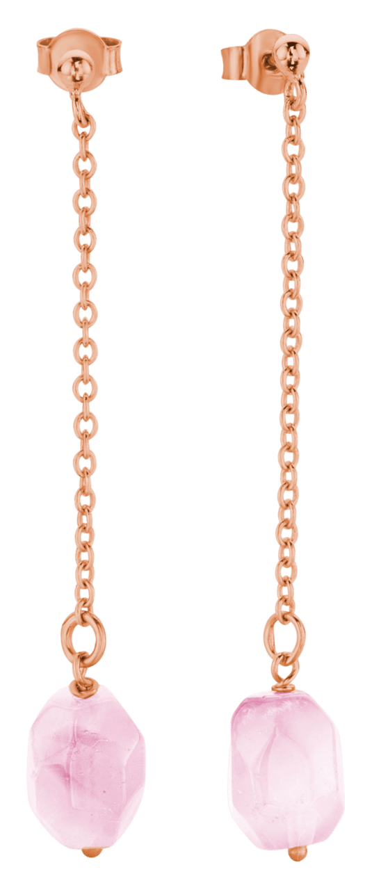 Rotvergoldete Ohranhänger mit rosa Stein von Eve