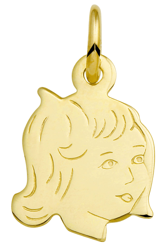 14 karaat geelgouden hanger meisjeskopje