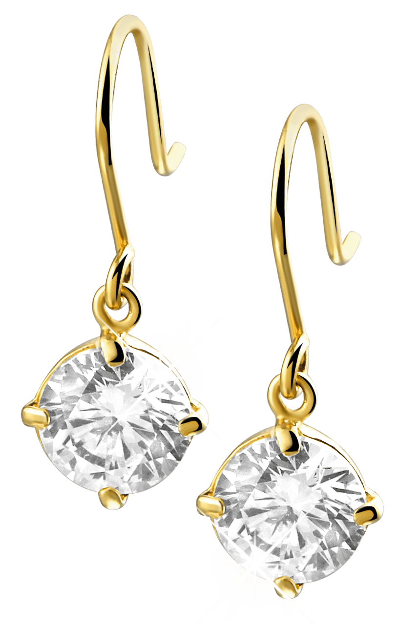 14karaat geelgouden oorbellen hangers met zirkonia