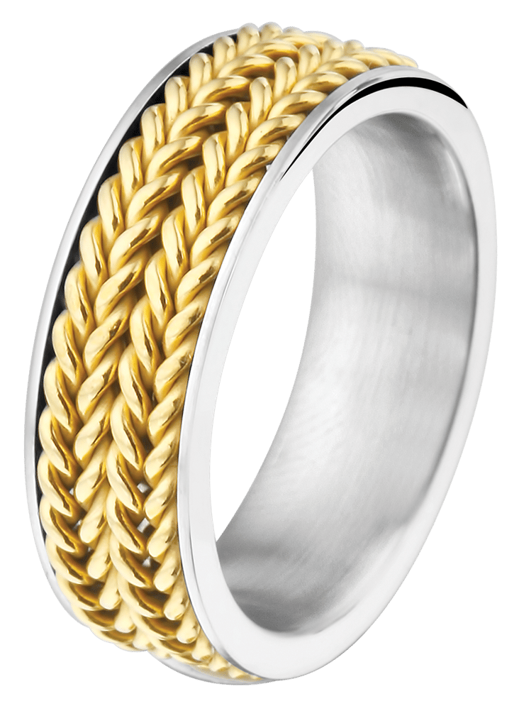 Stainless steel goldplated herenring