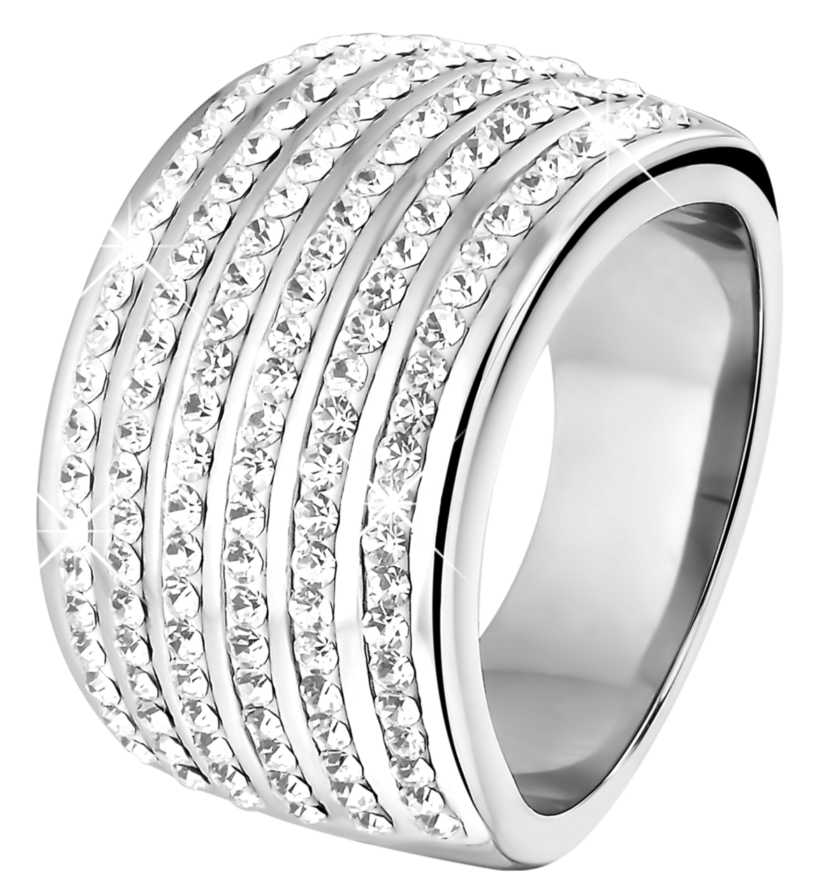 Gerecycleerd stainless steel ring met kristal