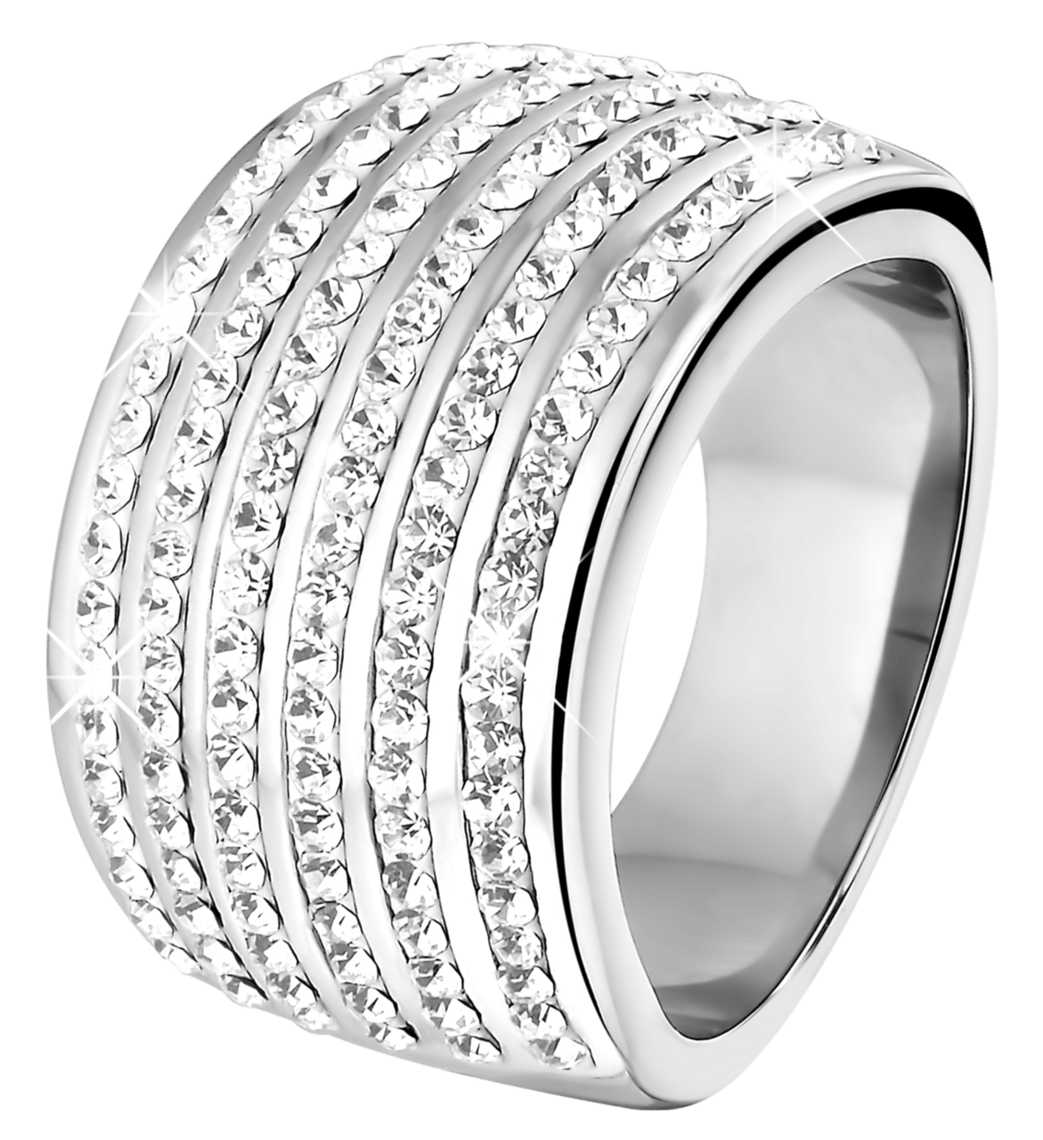 Gerecycleerd stalen ring met kristal