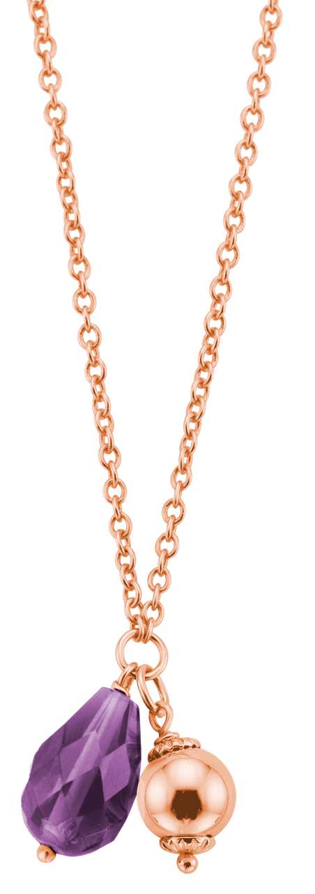 Eve rose plated ketting & hanger met paarse steen