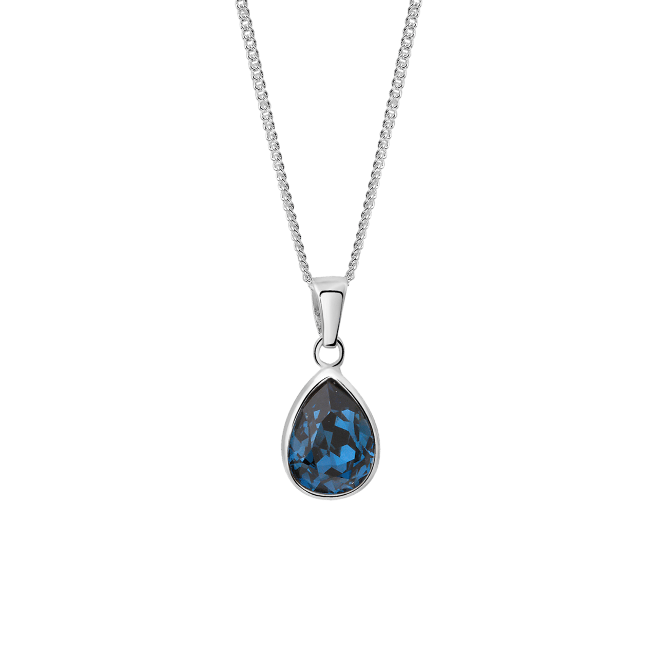 Halskette, 925 Silber, mit Kristall in Blau