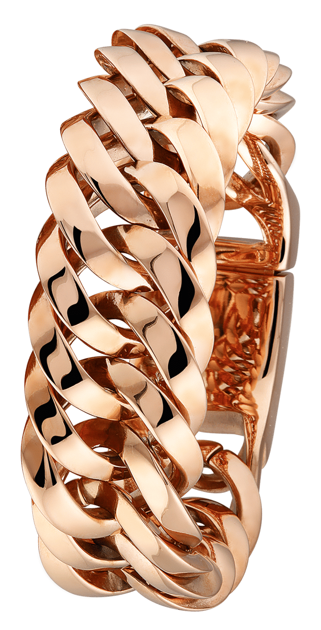 Stainless steel roséplated schakelarmband voor dames