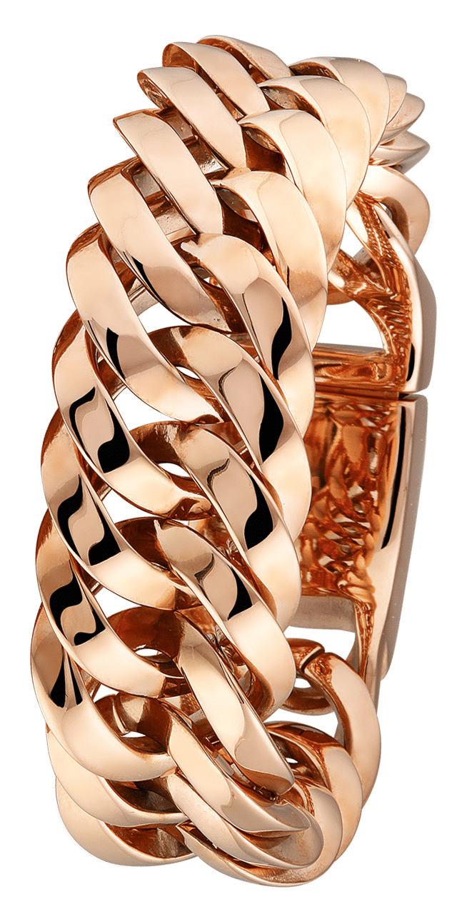 Stalen roséplated schakelarmband voor dames