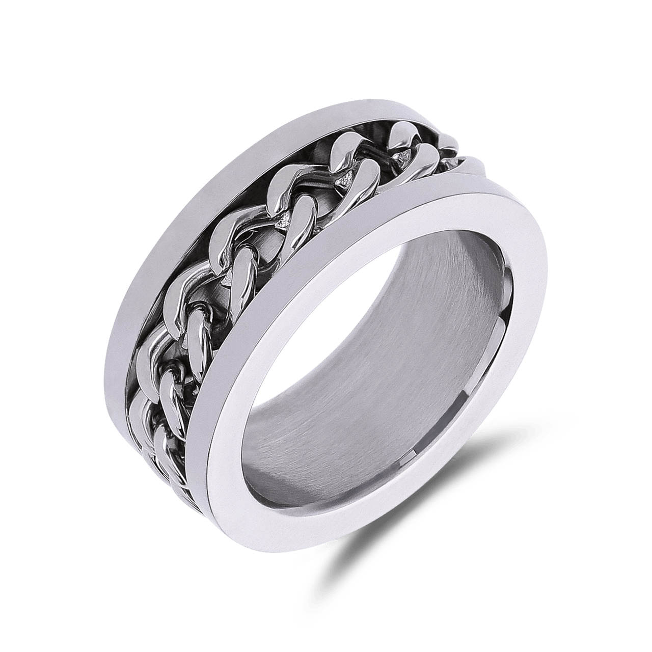 Gerecycleerd stainless steel jongensring met schakel
