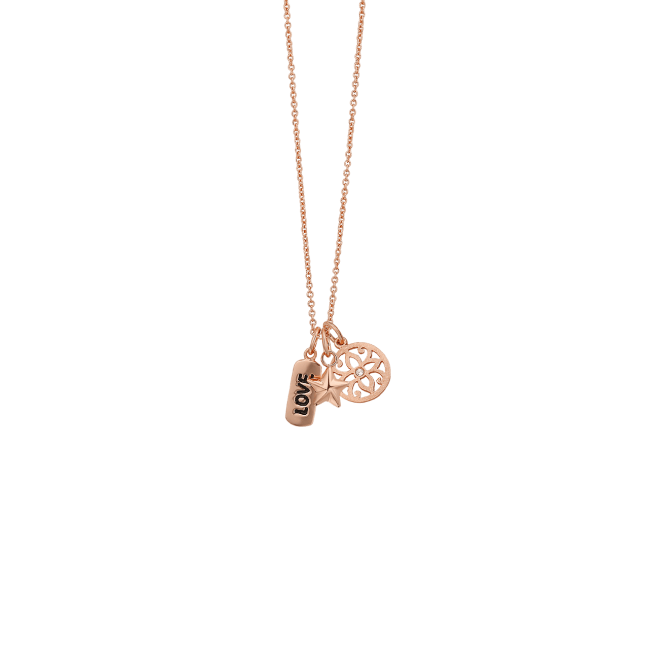 Eve Vintage rose plated ketting 3 bedels kristal