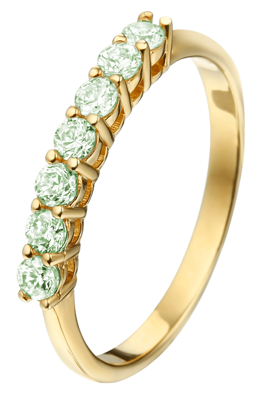 Eve goldplated ring met 7 chrysoliet stenen