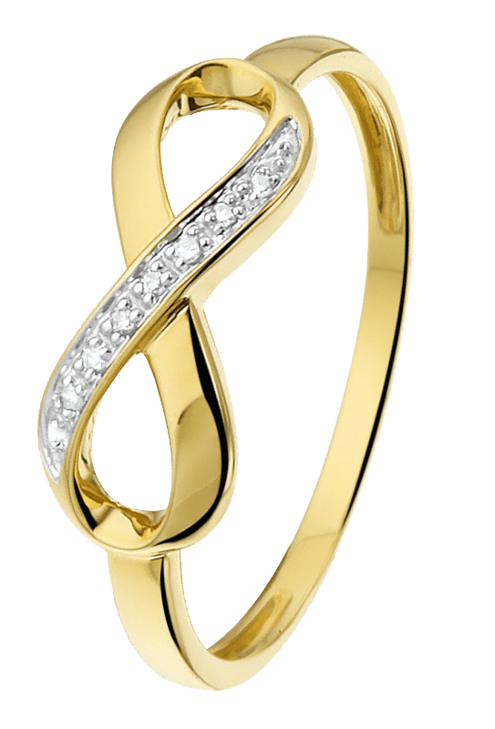 Ring, 585 Gelbgold, Infinity mit Diamant