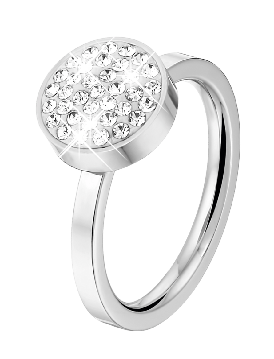 Stainless steel kinderring met wit kristal