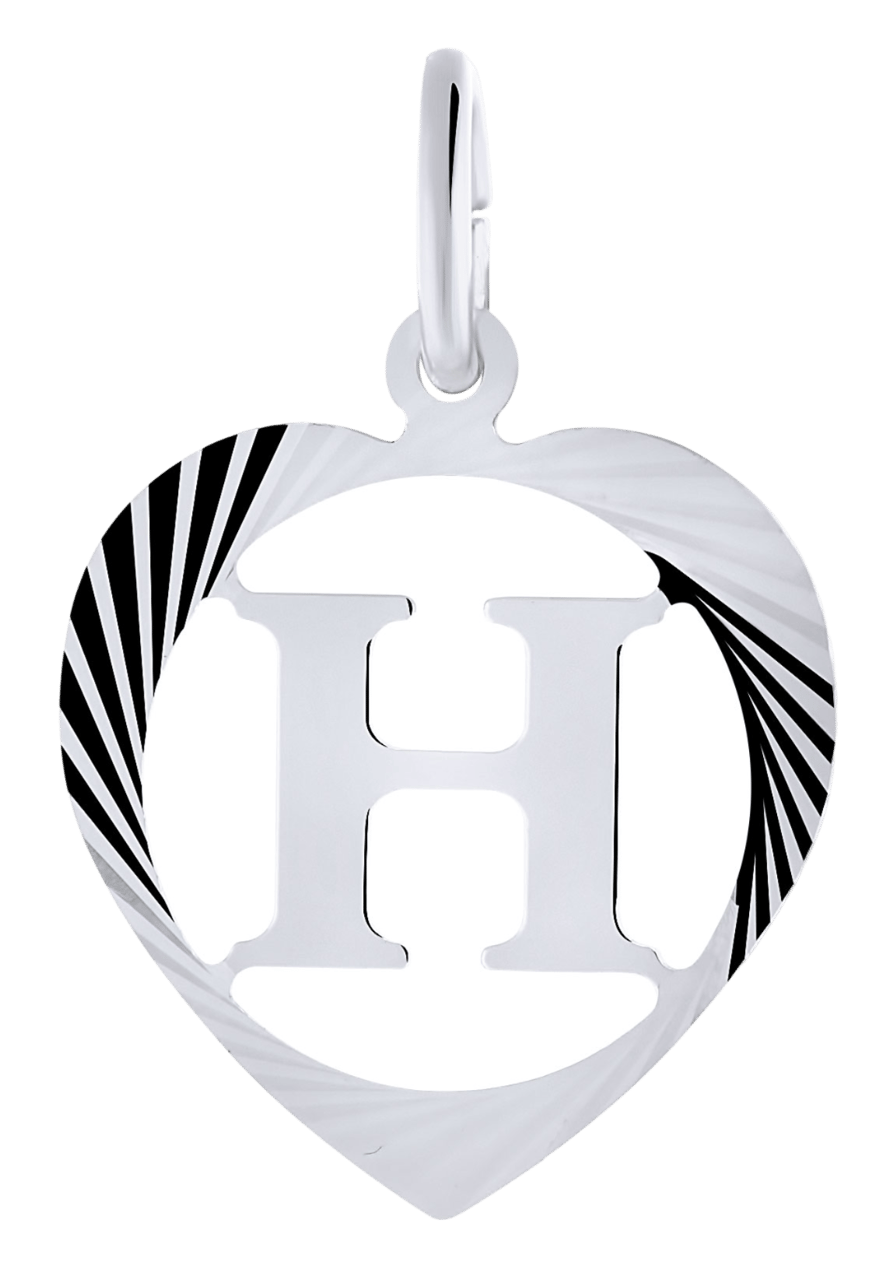 Zilveren hanger alfabet in hart facet