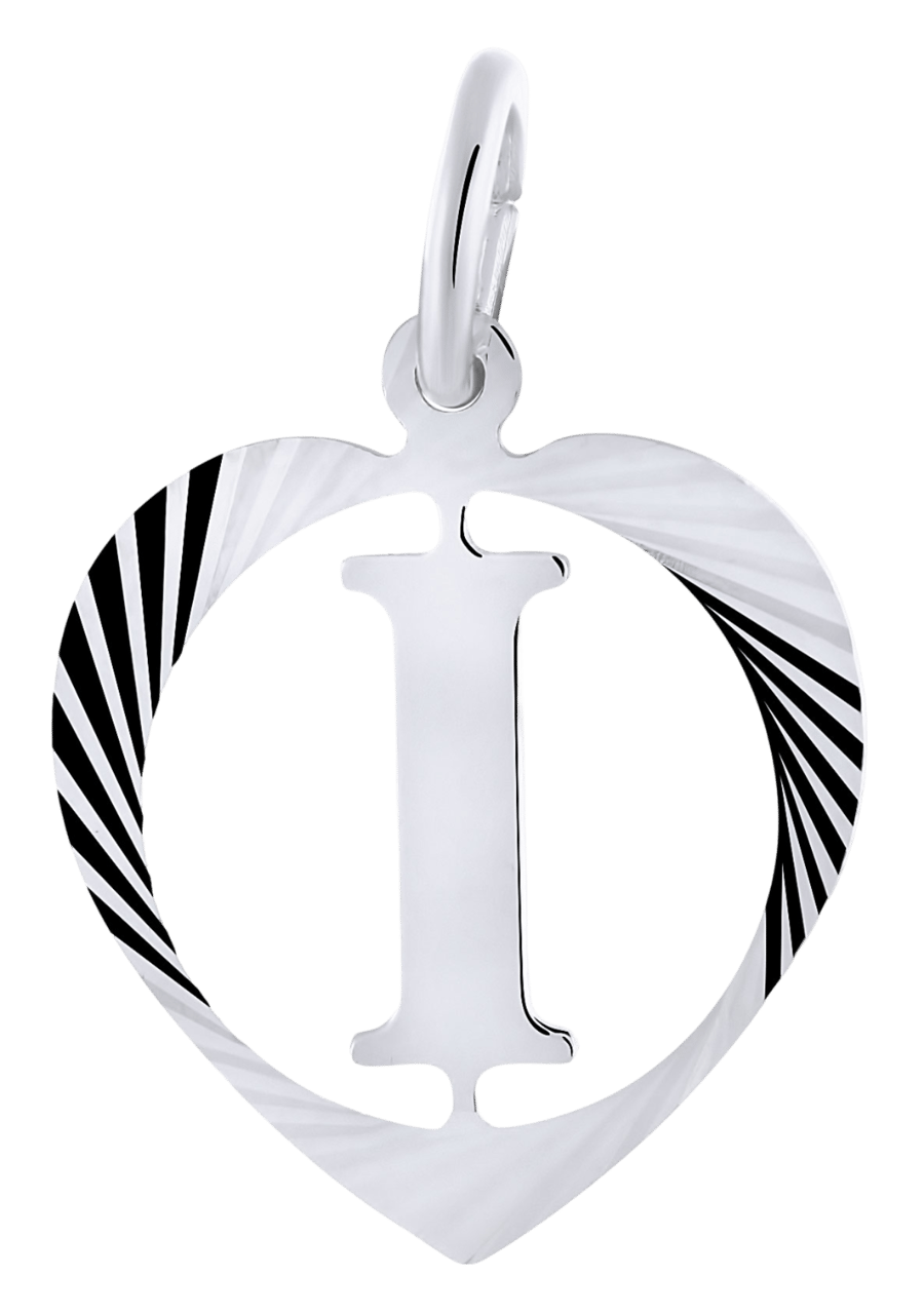 Zilveren hanger alfabet in hart facet