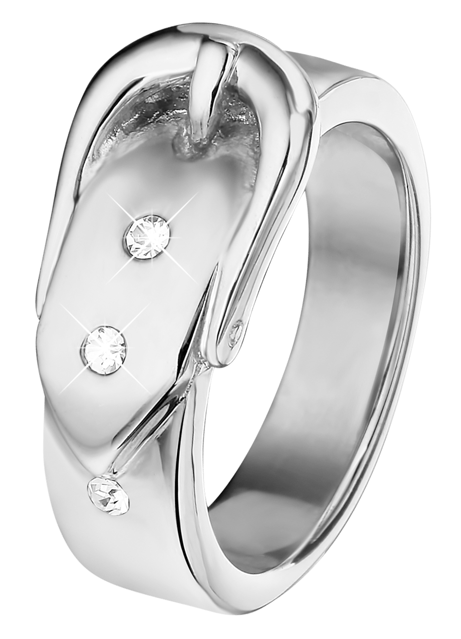 Gerecycled stalen ring riem met zirkonia