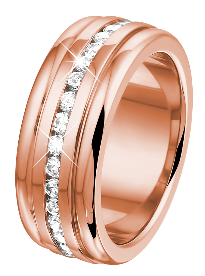 Stalen ring roseplated met zirkonia