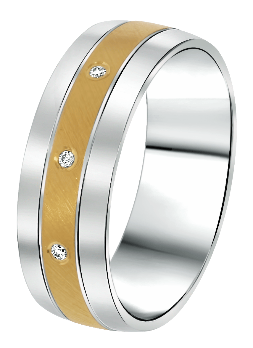 Zilveren goldplated vriendschapsring St. Tropez met zirkonia voor dames