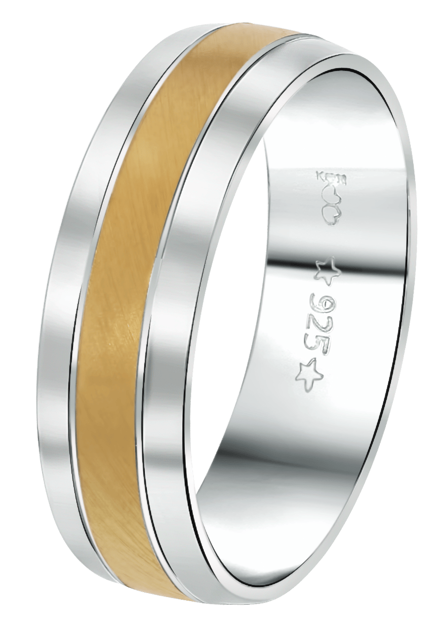 Zilveren goldplated herenliefdesring St. Tropez