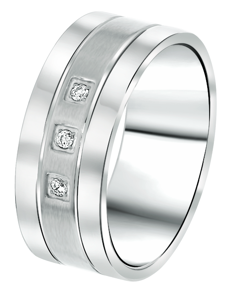 Stainless steel dames ring met zirkonia