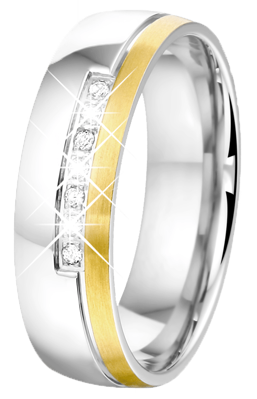 Stalen goldplated vriendschapsring Maui met zirkonia voor dames