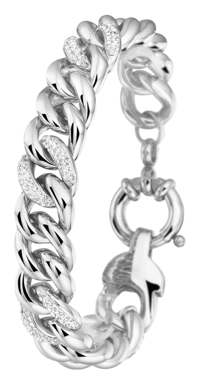Gerecycled stalen armband schakel met kristal