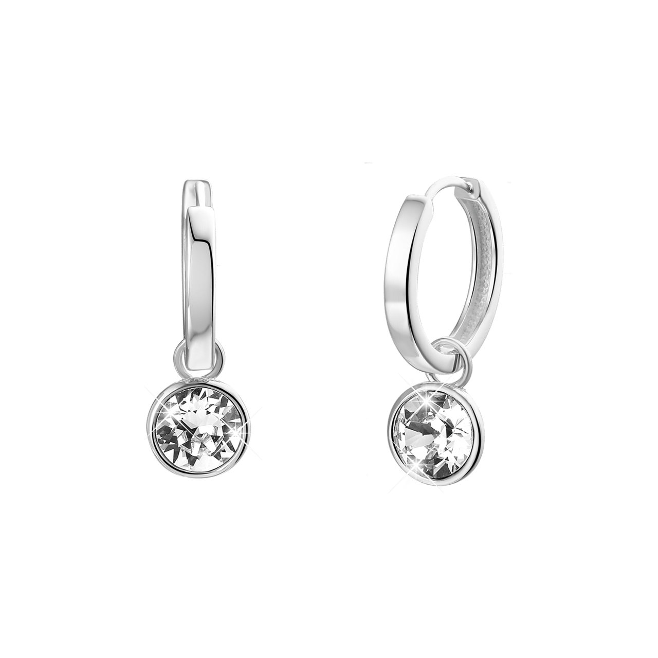 Ohrringe, 925 Silber, mit Kristall in Weiß