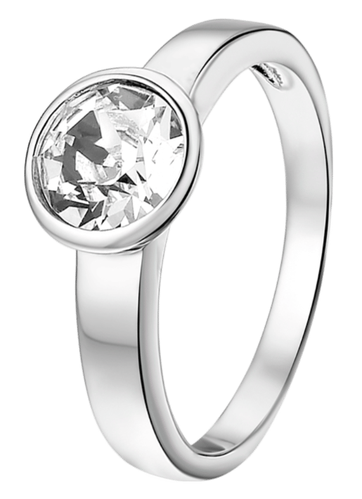Zilveren ring met witte kristal