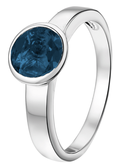 Zilveren ring met montana kristal