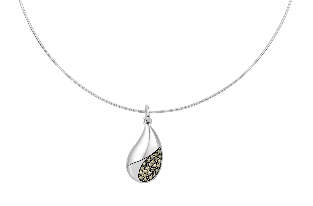 Zilveren ketting met hanger markasiet