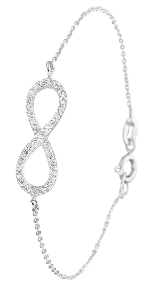 Zilveren armband infinity met zirkonia