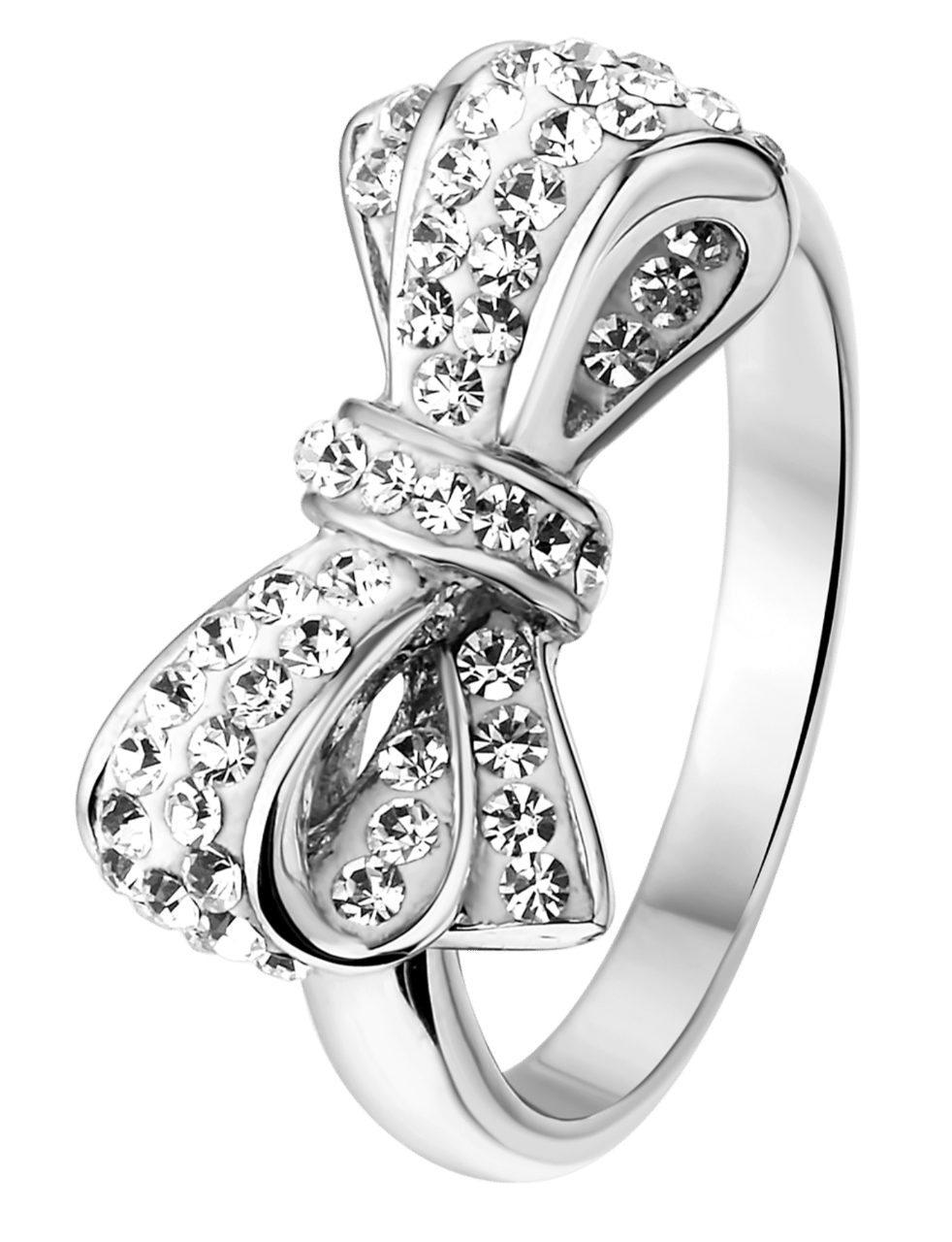 Gerecycleerd stainless steel kinderring strik met kristal