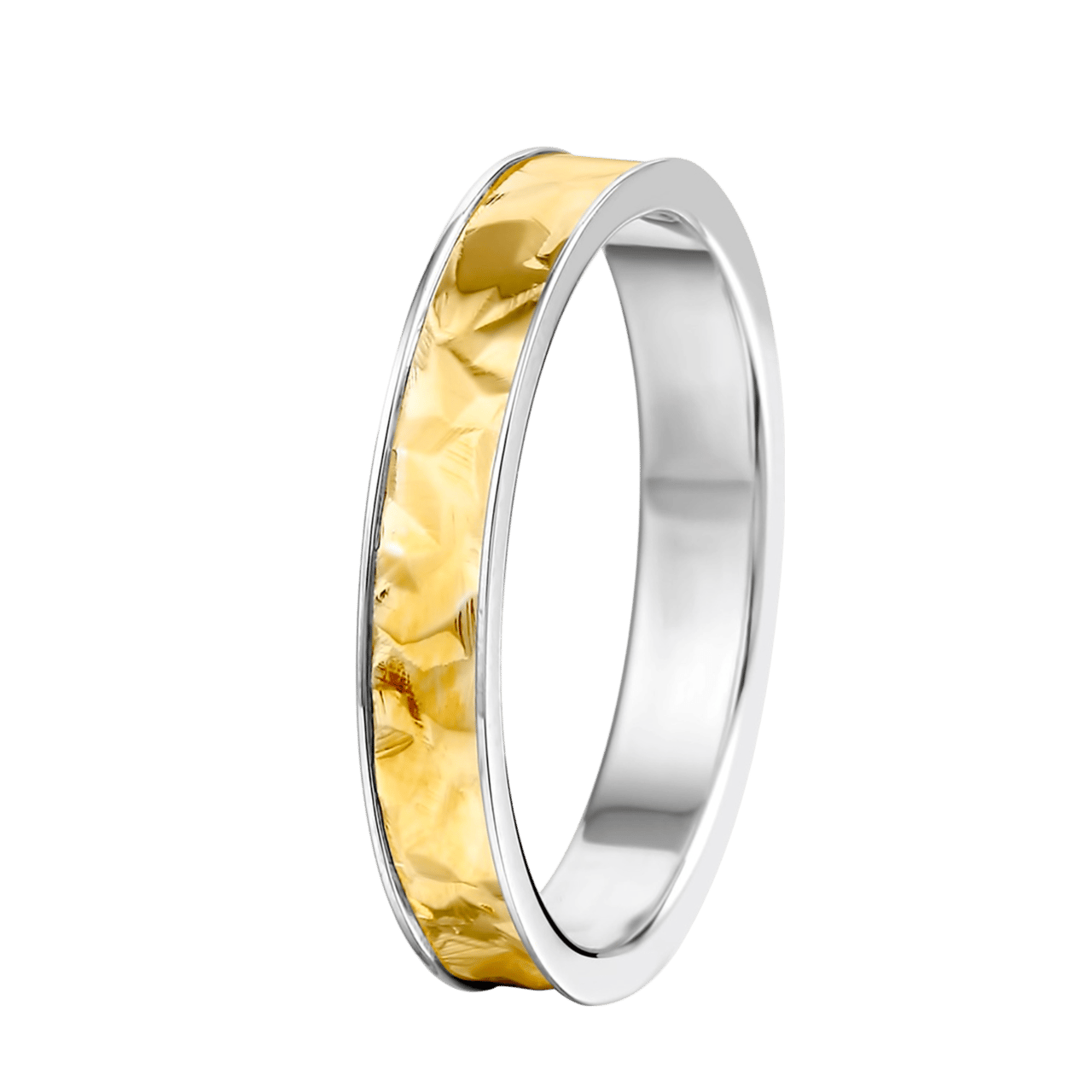Zilveren goldplated vriendschapsring Fiji breed voor dames