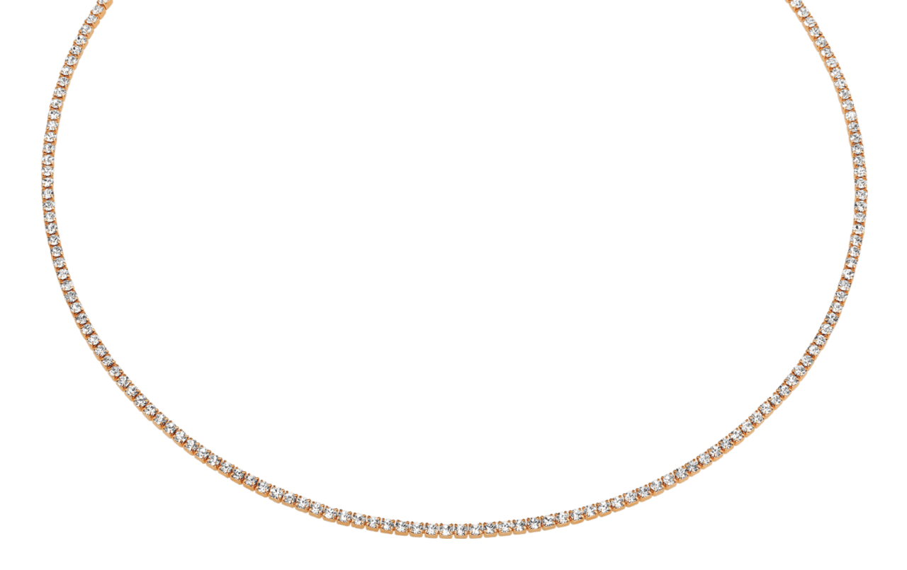 Eve rose plated ketting 1rij kristal