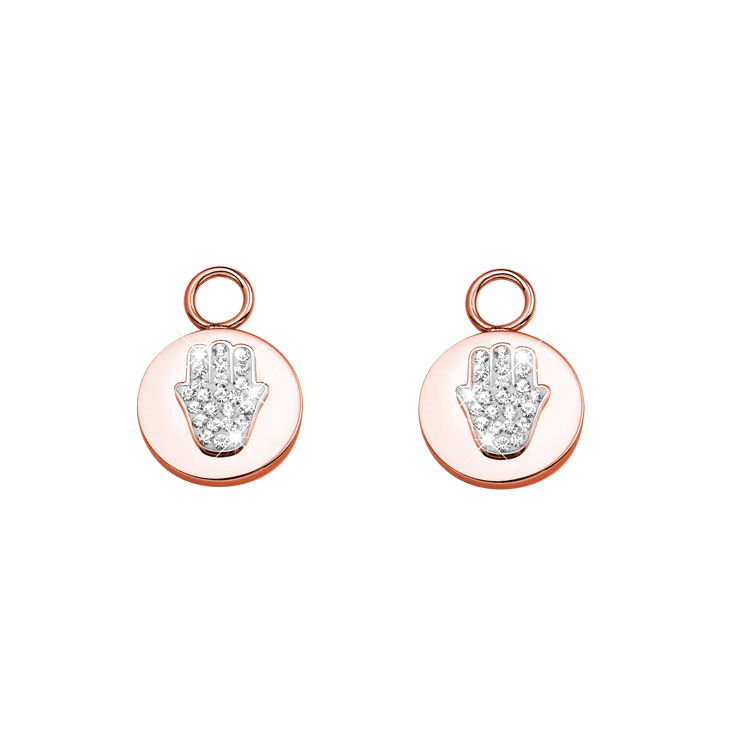 Stainless steel roséplated oorringhangers met kristal voor dames
