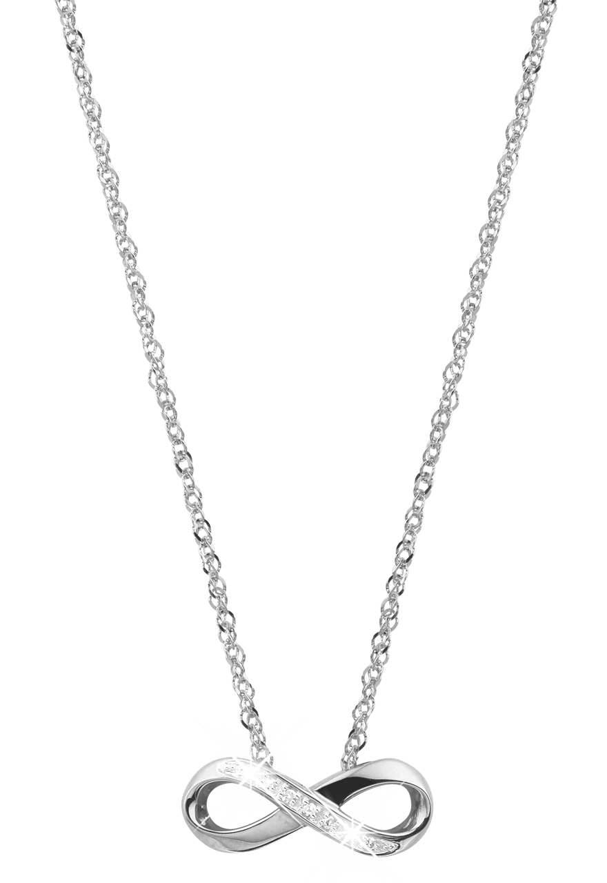Halskette & Anhänger, 585 Weißgold, Infinity, Diamant