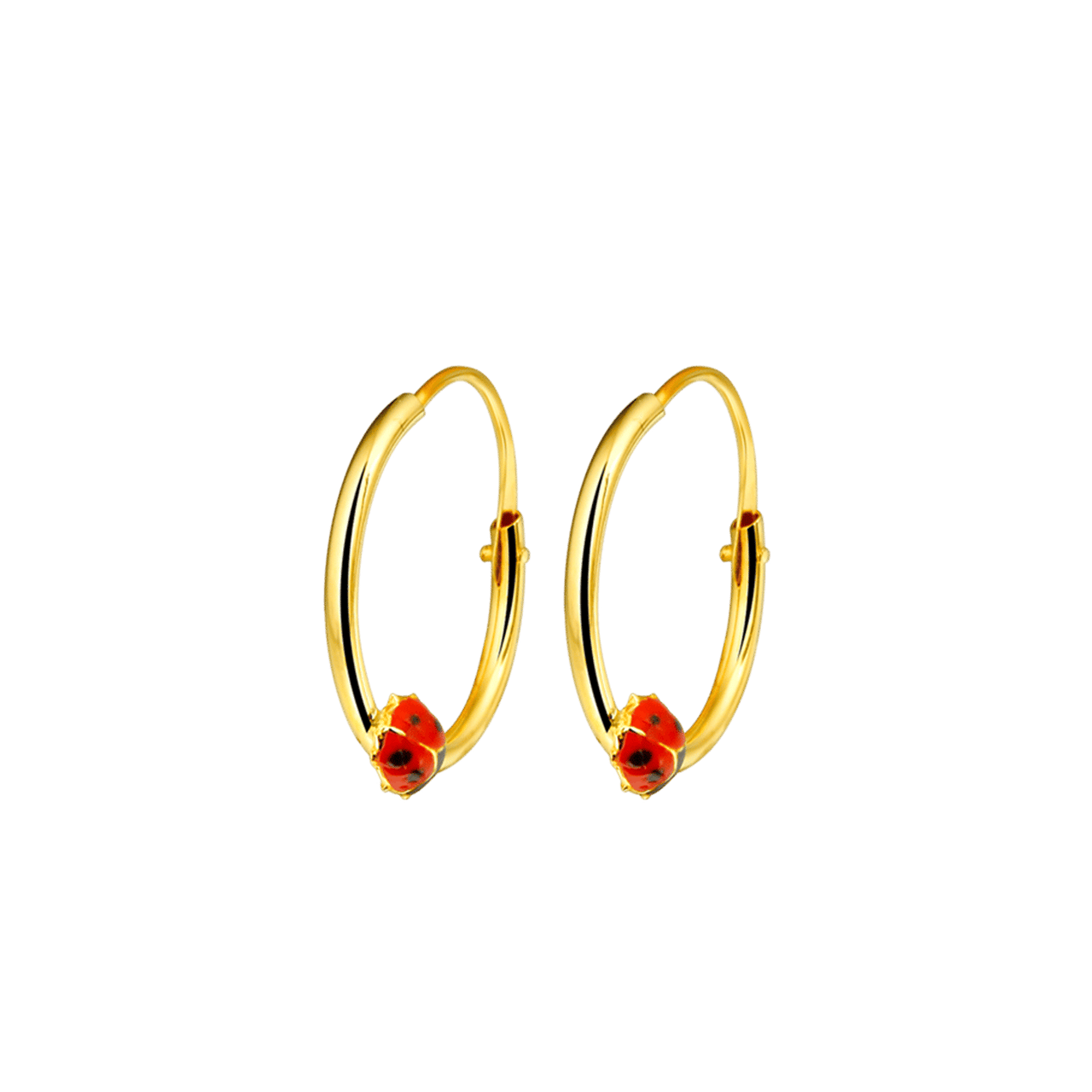 14 karaat gouden kind oorbellen lieveheersbeestje 12mm