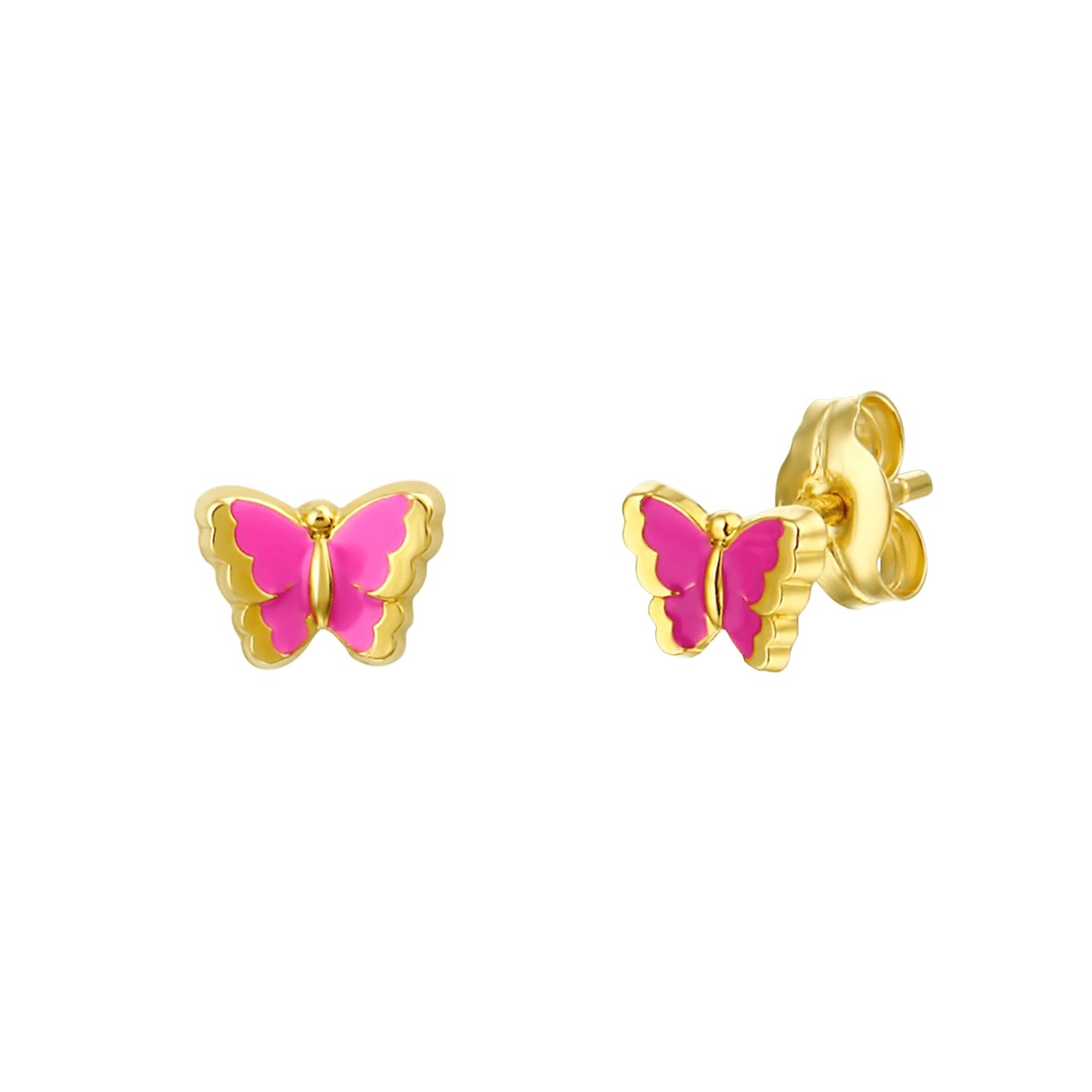 Kinderohrringe, 585 Gold, Schmetterling, Emaille