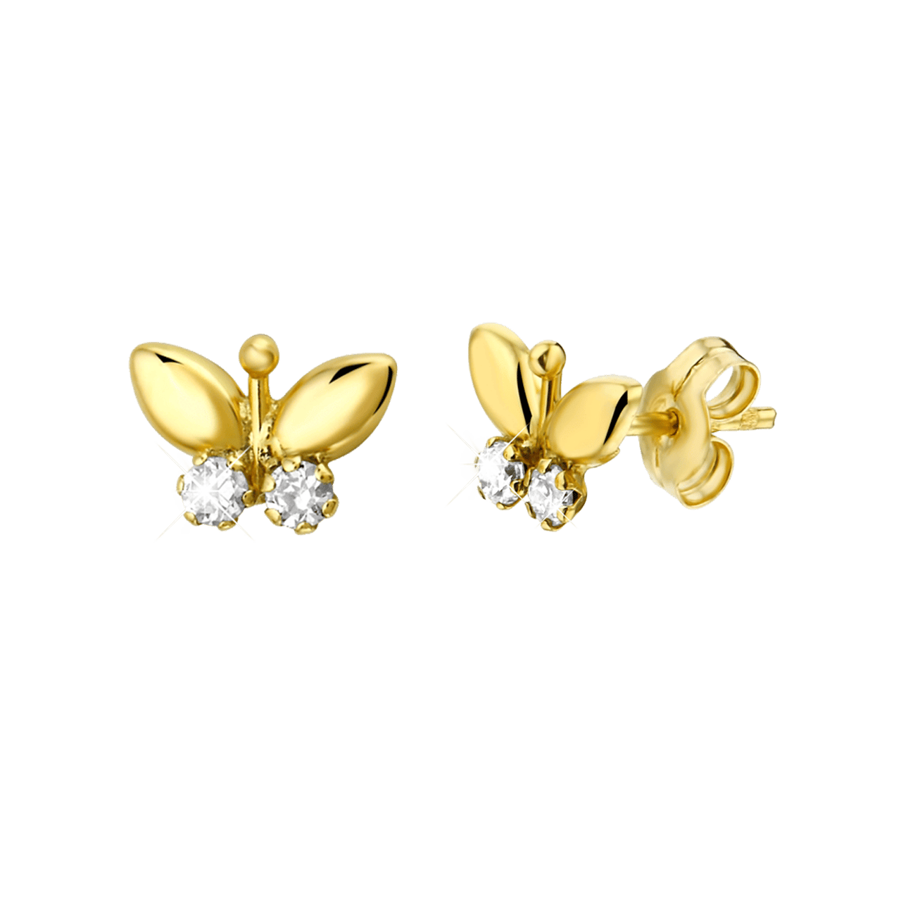 Kinderohrringe, 585 Gold, Schmetterling mit Zirkonia
