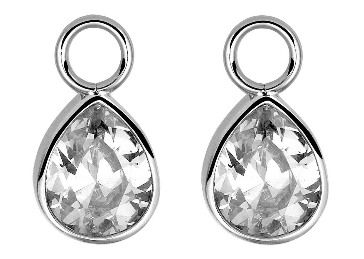 Gerecycleerd stainless steel oorringhangers druppel met zirkonia