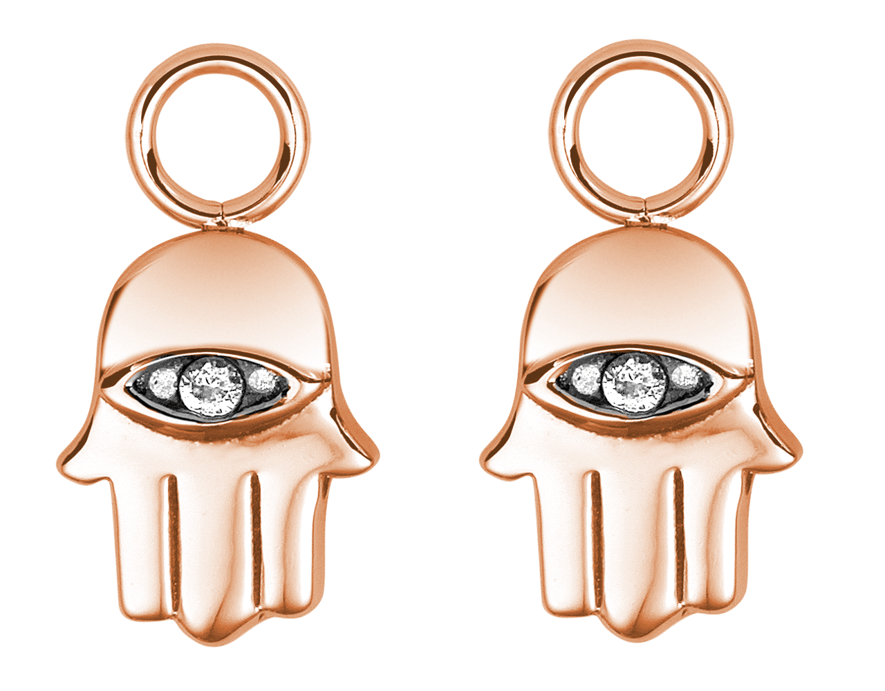 Stainless steel roséplated oorringhangers met zirkonia voor dames