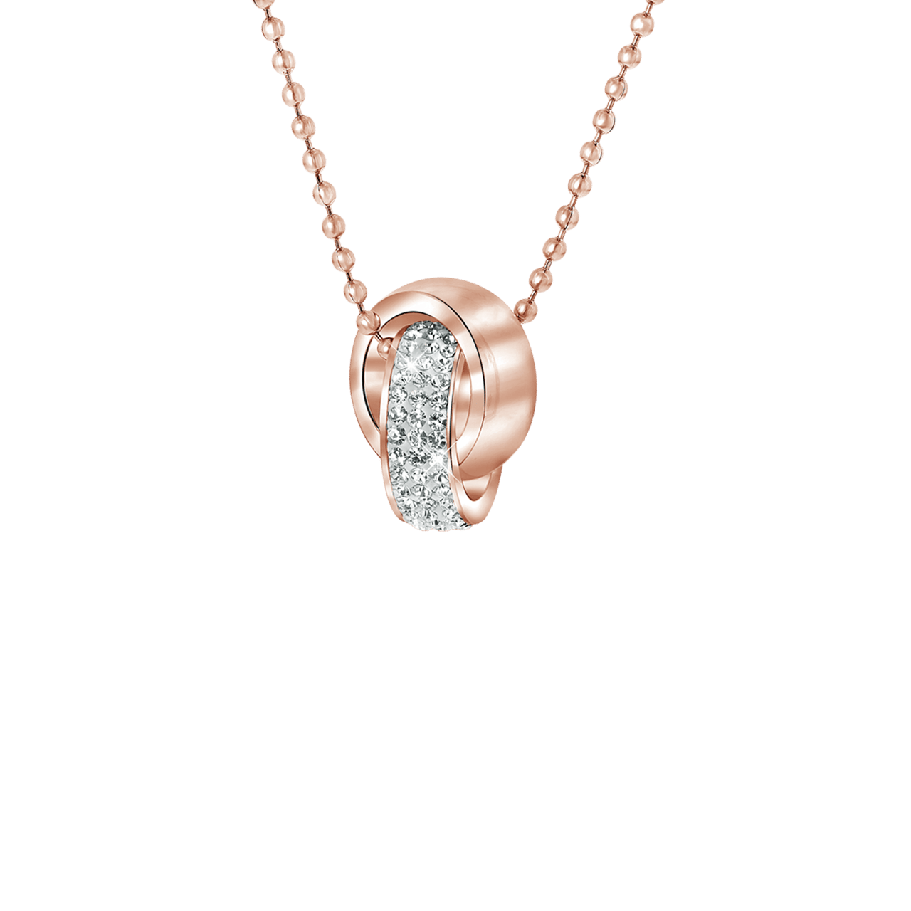 Stalen roséplated ketting met hanger met kristal voor dames