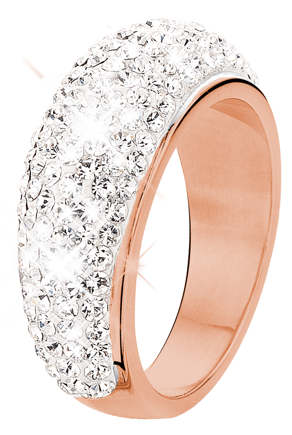 Gerecycled stalen ring roseplated met kristal