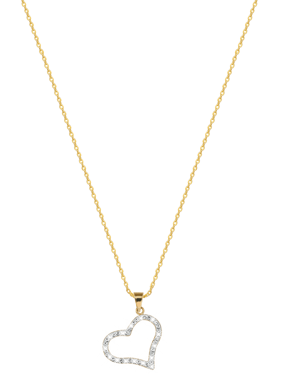 Halskette, 585 Gelbgold, Anhänger, Herz, Kristall