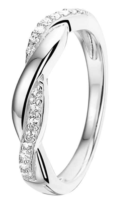 Zilveren ring golf met zirkonia