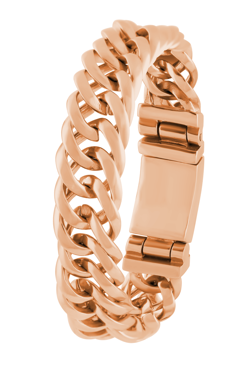 Stainless steel roséplated schakelarmband voor dames