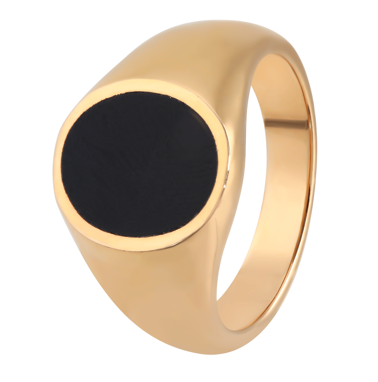 Goldplated herenring cachet ovaal met onyx